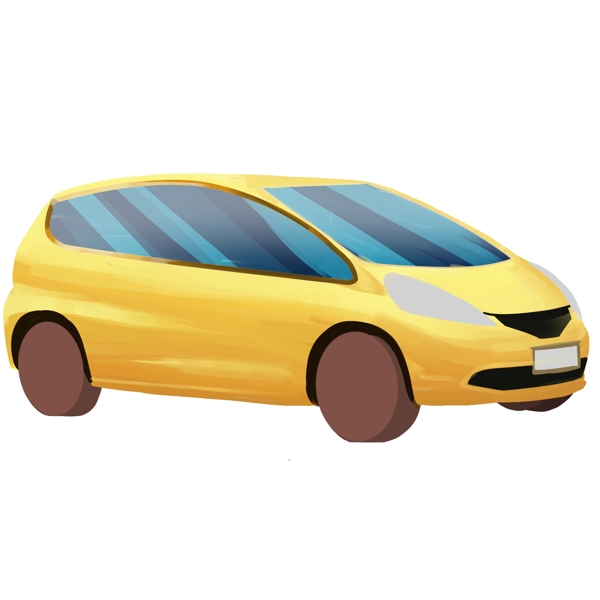 黄色汽车车辆插画