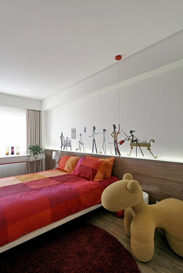 简约风室内设计卧室人物背景墙效果图