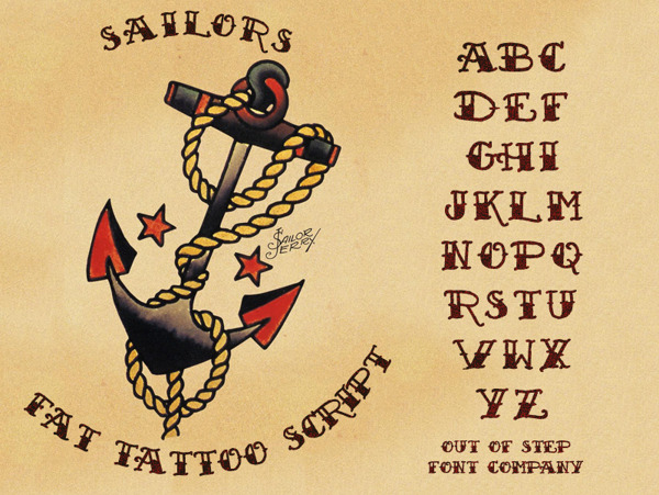 水手的脂肪纹身脚本字体