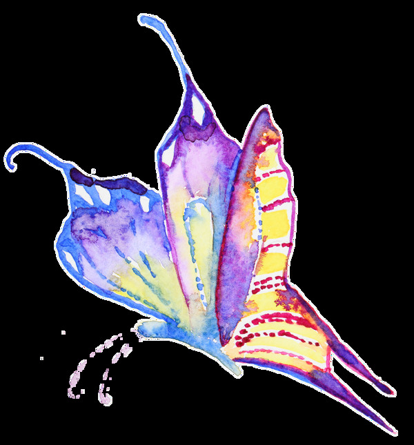 绯月蝴蝶卡通透明装饰素材