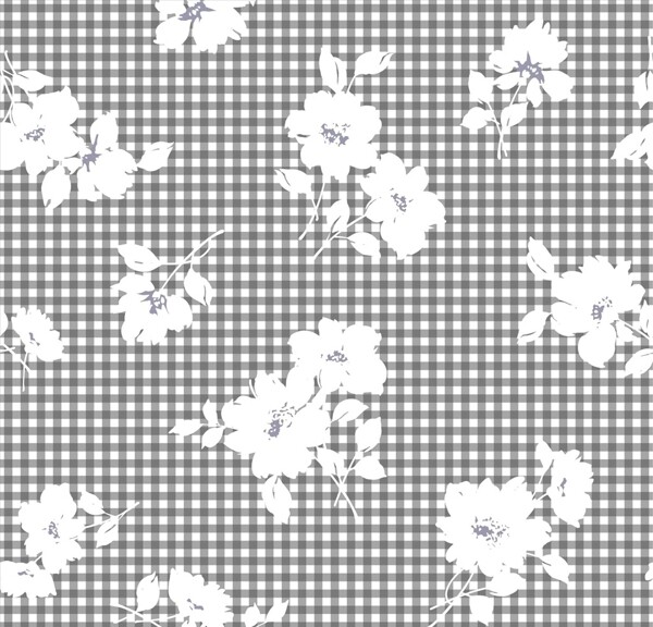 格子花朵花卉四方连续底纹