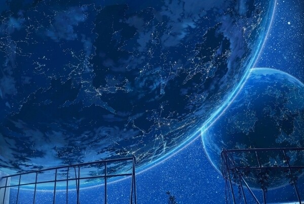 星球星空风景手绘二次元图片
