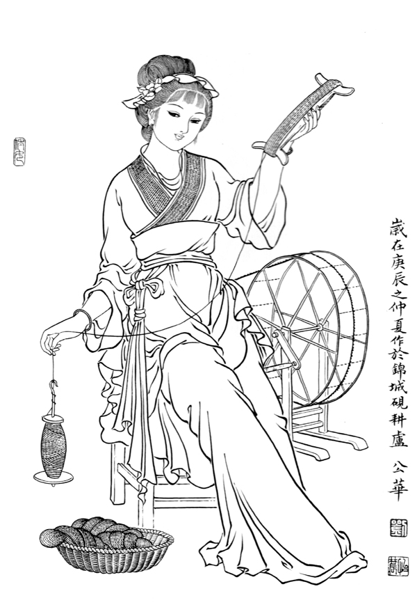 线描仕女图图片