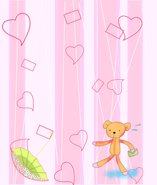 小熊粉色桃心粉色背景长方形