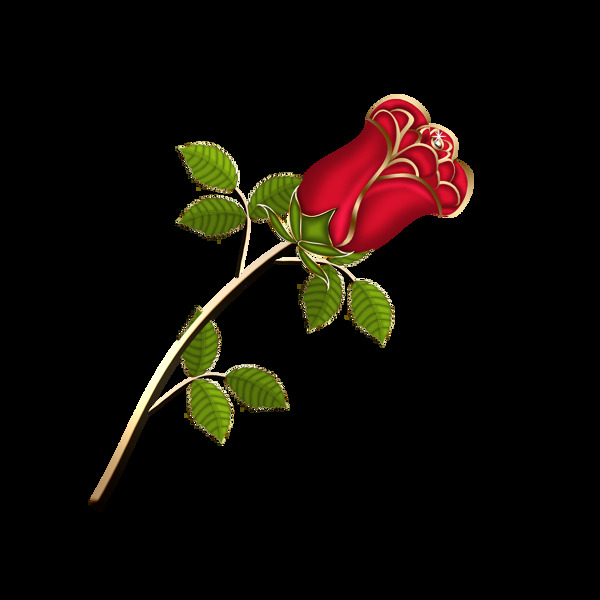 简约红色玫瑰花元素