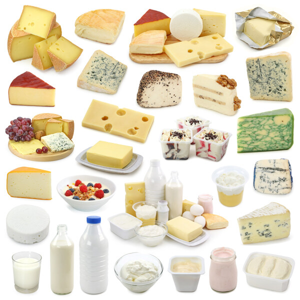 各种奶酪与牛奶图片