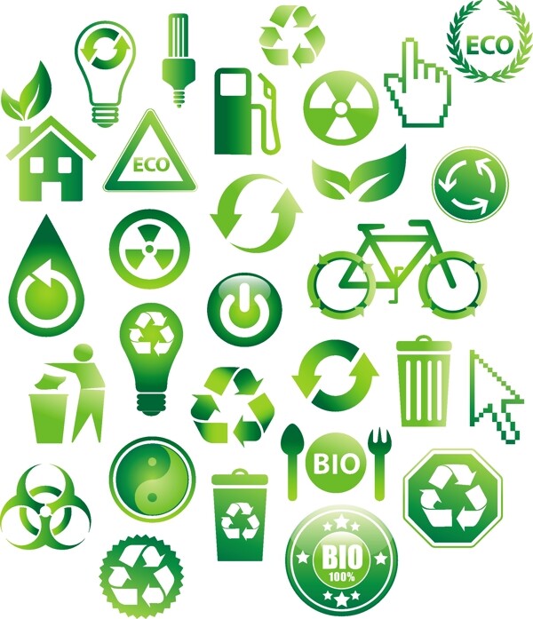 绿色低碳环保图标矢量素材