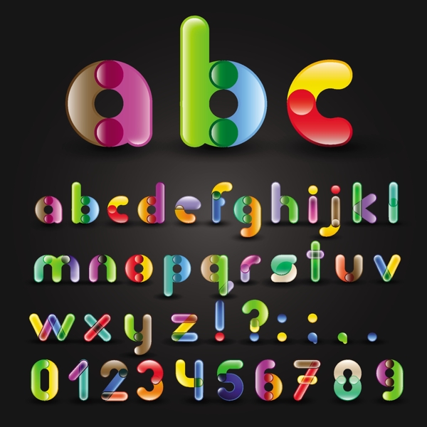 色彩拼接字体设计矢量素材
