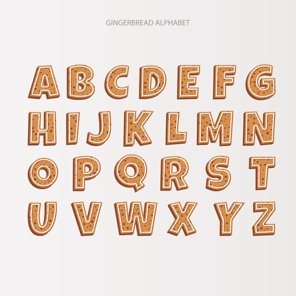 简洁姜饼字母表设计