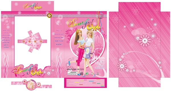 粉色芭比娃娃设计包装盒图片