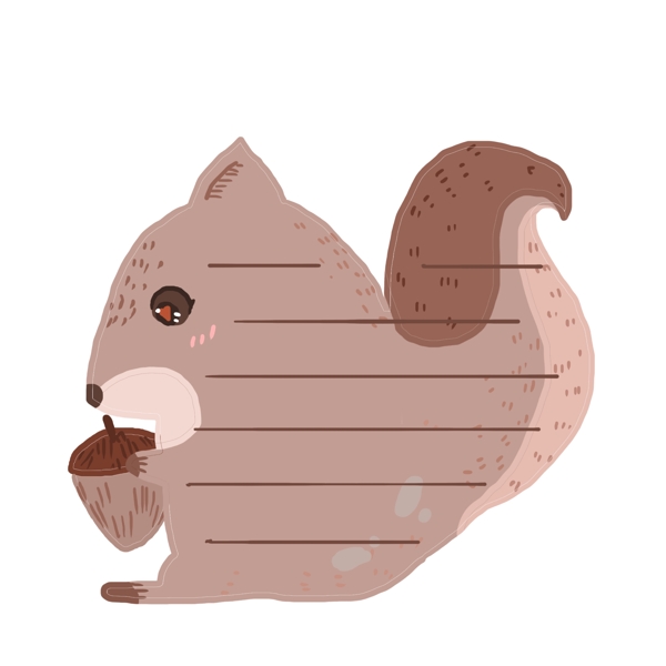 手绘动物松鼠对话框贴纸装饰设计元素