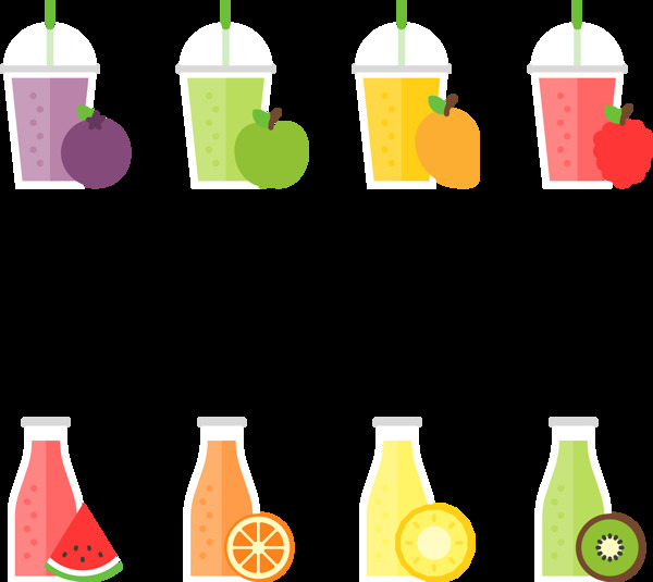 各种水果汁插画图标免抠png透明图层素材