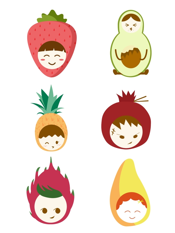 水果表情笑脸卡通可爱