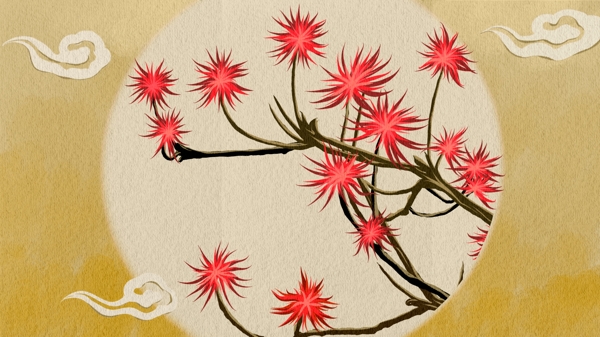 中国风植物手绘海报插画壁纸