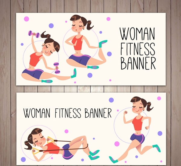 2款卡通健身女子banner