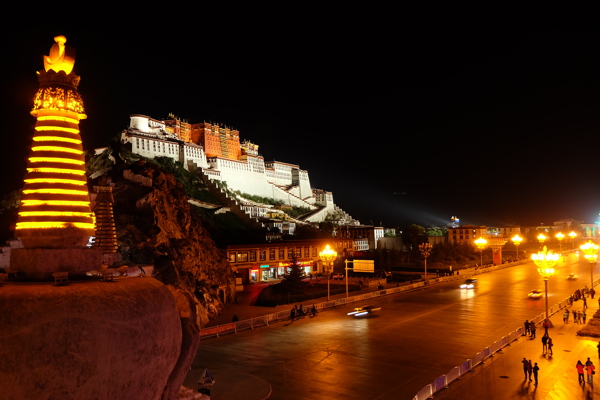 布达拉宫夜景图片