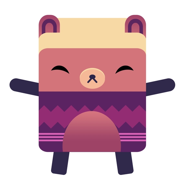 小熊扁平化图标logo紫色小熊icorn
