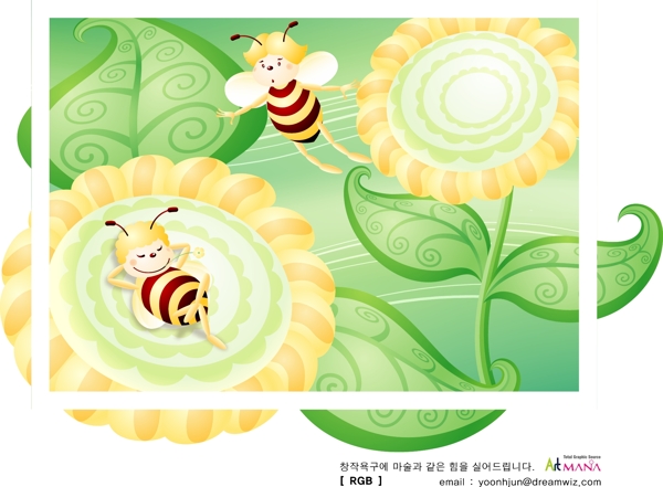 可爱的小蜜蜂矢量图