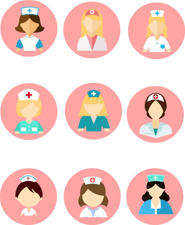 国际护士节手绘护士图标元素