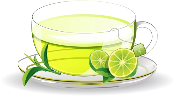 清新柠檬茶水元素