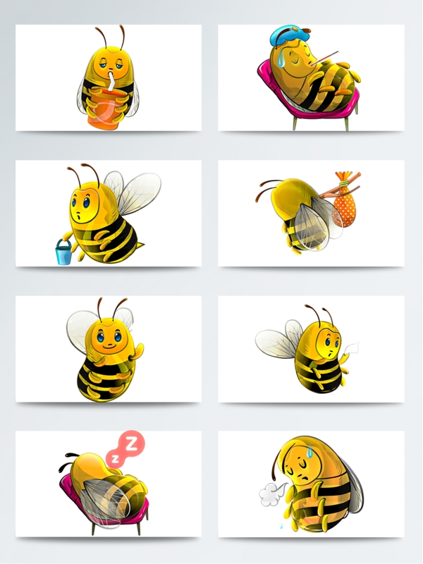 3D高清立体可爱小蜜蜂图标素材