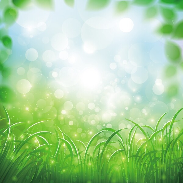 充满生机的春天绿色背景矢量素材