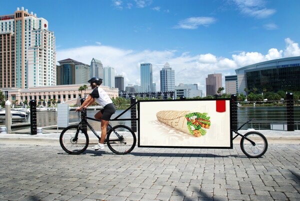 自行车上的广告牌样机