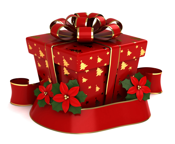 红色彩带和礼物盒图片