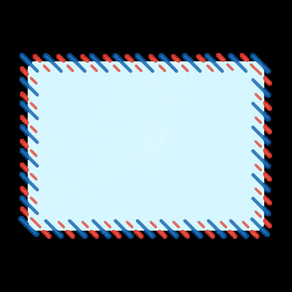 手绘红蓝彩色长方型边框对话框