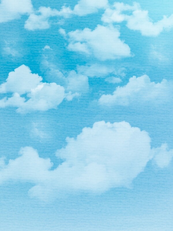 蓝色小清新水彩质感蓝天白云背景素材