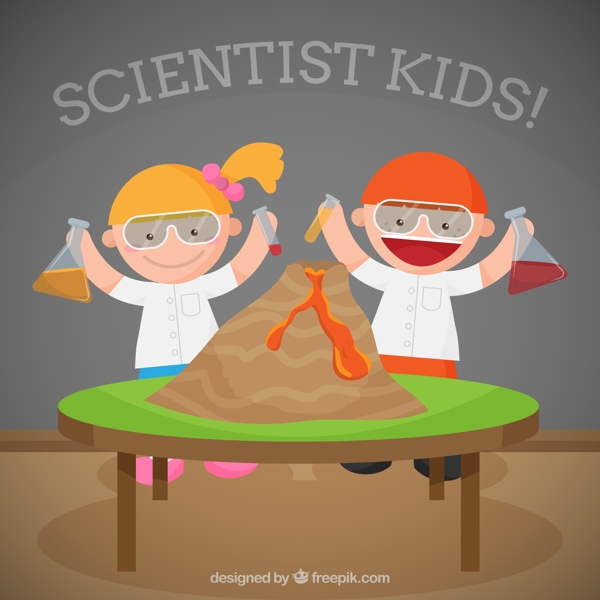 科学家与孩子火山图片