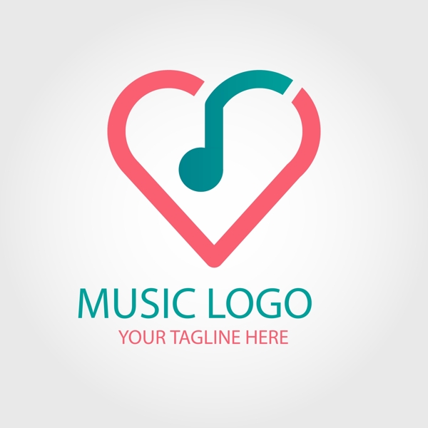 音乐徽标和心形logo模板