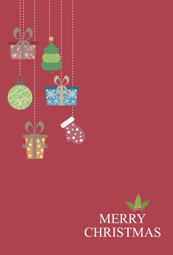 装饰圣诞物件槲寄生海报背景素材