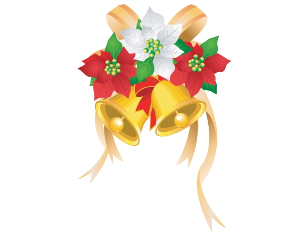 矢量黄色铃铛花朵圣诞装饰元素
