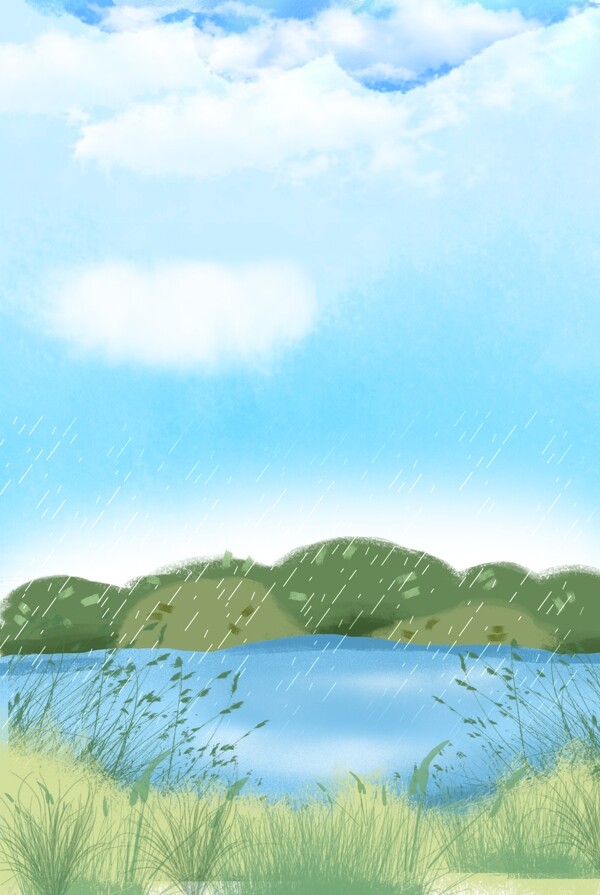 手绘二十四节气谷雨背景素材