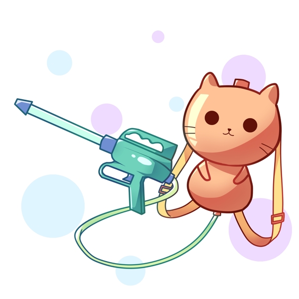 可爱的猫咪水枪插画