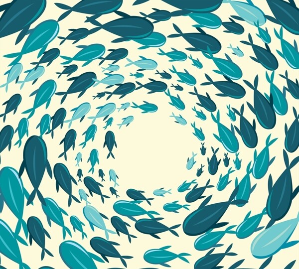 创意海洋鱼群漩涡