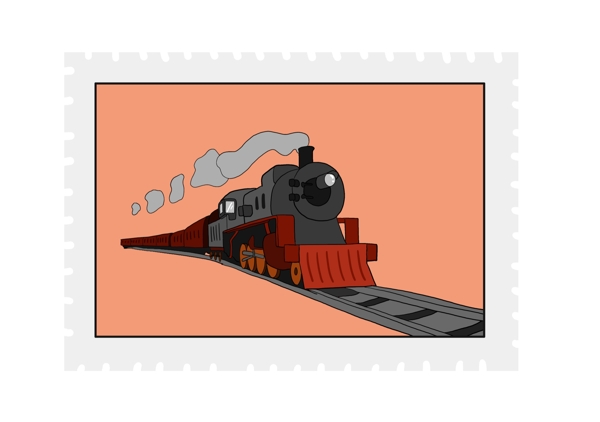 时尚火车邮票贴纸