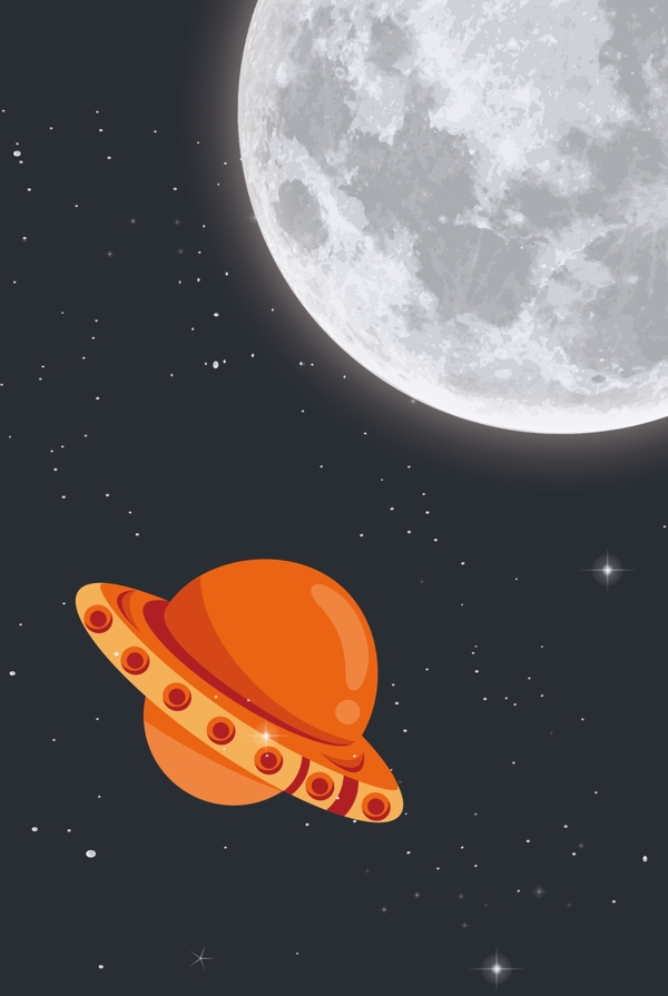 新中式月亮月球宇宙飞船装饰画