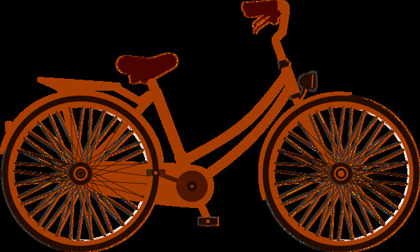 橙色自行车插画免抠png透明图层素材