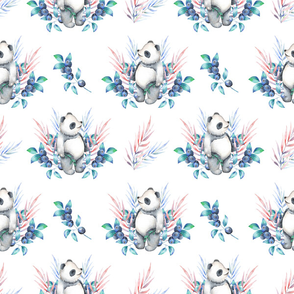 白色草丛中站着的熊猫jpg背景素材