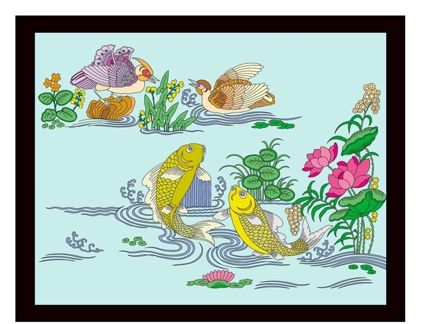 鸳鸯鱼戏图图片
