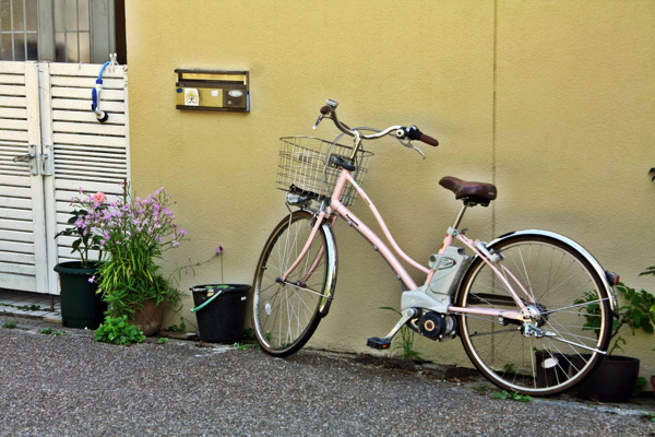 女式粉色自行车图片
