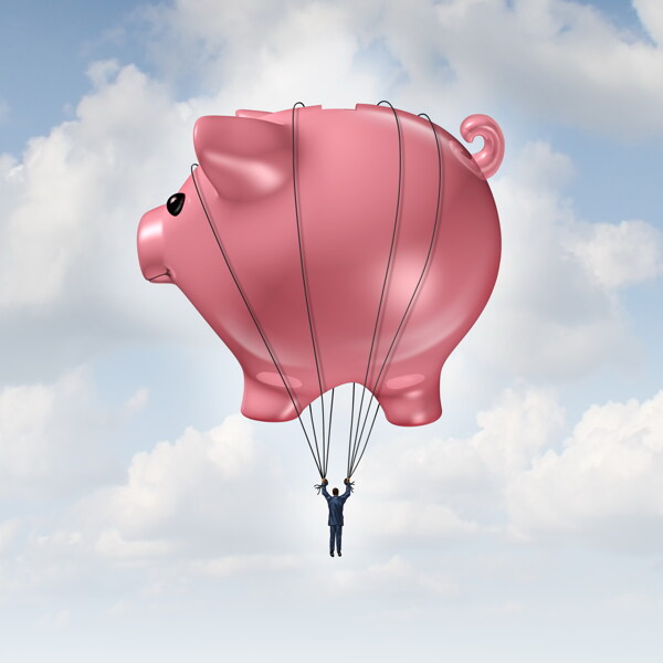 可爱小猪跳伞图片