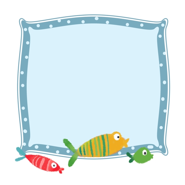 可爱的小鱼边框插画