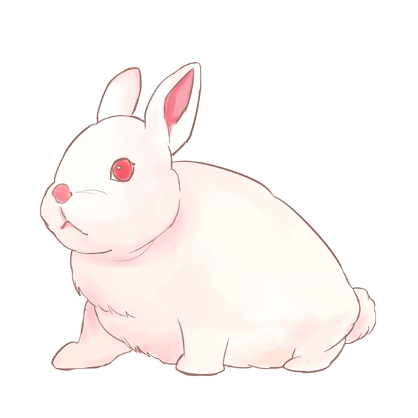 手绘风可爱小动物粉红兔子