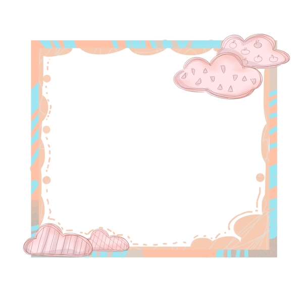 手绘云朵粉色蓝色边框