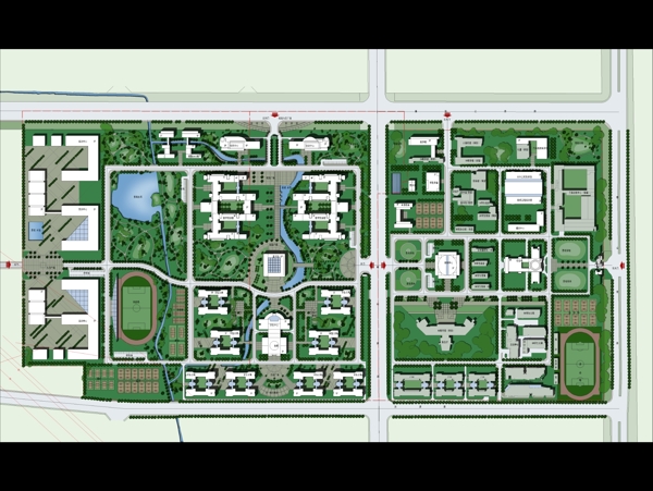 某学校总平面规划彩平图图片