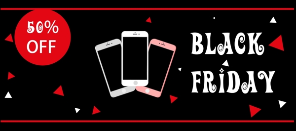 黑五促销打折手机三角形黑色电商海报