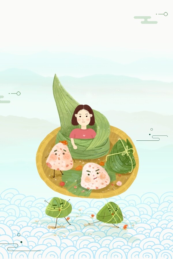 卡通端午节粽子背景